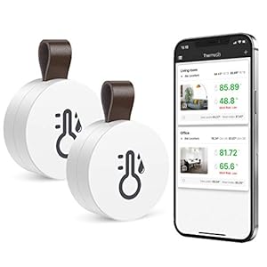 Wireless Thermometer Hygrometer, [2 Packs] ORIA Mini Bluetooth 5.0 Humidity Temperature Sensor with Data Export and…