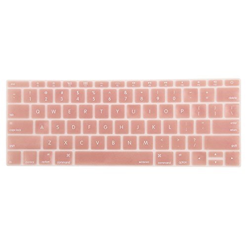 MOSISO Protective Keyboard Skin Compatible MacBook 12 Inch Retina Display, Light Pink Gold