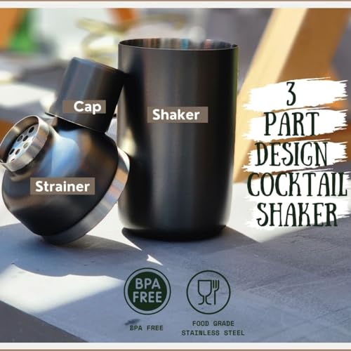 Image of The Empty Space Bar Cocktail Shaker, 18 oz /530 ML Martini Shaker Mixer with Built-in Strainer for Bartending, Stainless Steel Bartender Favourite for Mixed Drinks or Espresso Shaker