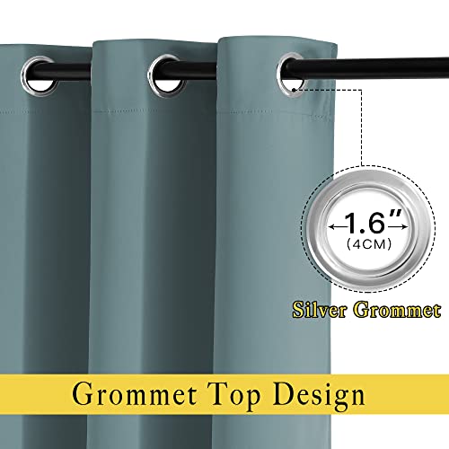 NICETOWN Blackout Curtains 63 Length for Nursery - Grommet Window Treatment Thermal Insulated Solid Room Darkening Drapes for Living Room, Greyish Blue, 1 Panel, W52 x L63
