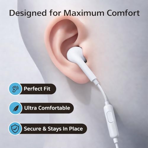 Image of USB-C Wired Earphones Compatible for iPhone 17 Pro ComCompatible fortable in-Ear Fit in-Ear Headphones (IPHO)