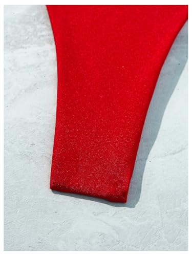 SweatyRocks Women's Two Piece Swimsuit Ruched High Cut Mid Rise Bikini Sets Swimwear4