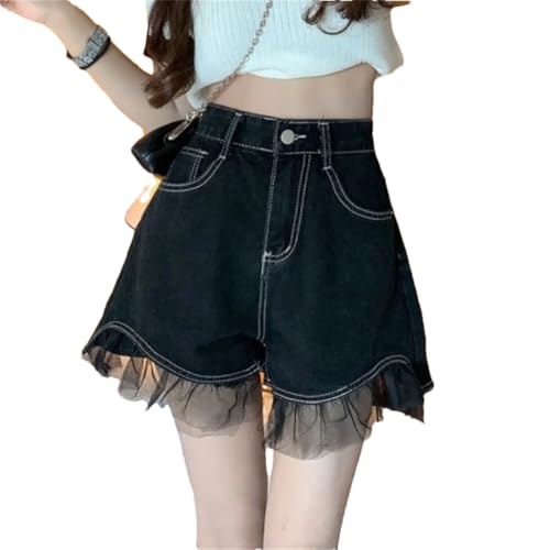 Short en jean femme noir vintage taille M short en denim été décontracté mode