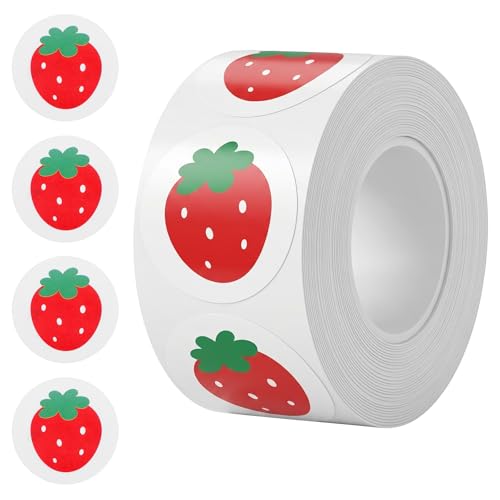500 Pcs Red Berry Fruit Seal Sticker Cute Fruit Stickers Strawberry Stickers Coated Paper Self Adhesive Reward Face Sticker Decals for Decorations Laptops Water Bottles Journal Helmet