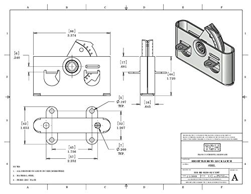 Image of Southco Heavy Duty Roto Lock Kit - Concealed Panel Fastening Draw Latch Coffin Lock Shallow Tab - R2-0257-02 & R2-0259-02