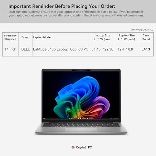 Image of Smatree Laptop Sleeve for 14 inch DELL Latitude 5455 | for 14 inch DELL Latitude 5455,Copilot+ PC,DELL Laptop Case with Accessory Pocket,Patented Super-Corner Design (E413)
