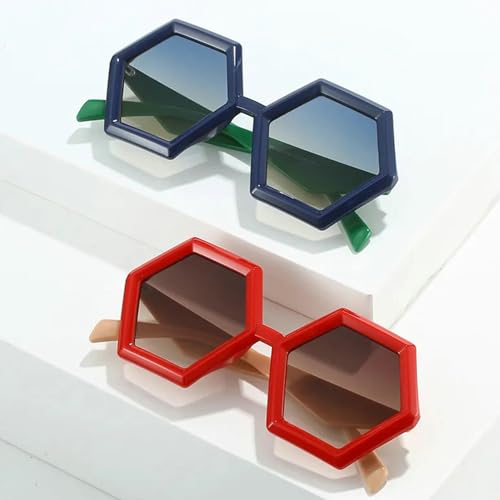 COTIA Retro Polygon Hexagon Sunglasses Women Gradient Shades Square Sun Glasses Fashion Men Double Color Trending Sun Glasses3