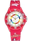 Die Kinderuhr wird von einem ganggenauen Quarz-Uhrwerk angetrieben. Mit dem sportlichen Aussehen der Armbanduhr werden Kinder begeistert sein.