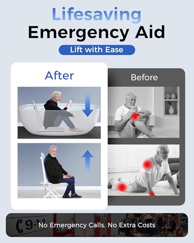 Electric Chair Lift - Floor Lift for Elderly Falls, Support Up to 308 LB, IPX8 Waterproof Chair Lift, Foldable & Wireless Rechargeable Design, Quick-Rise Assist for Elderly & Disabled