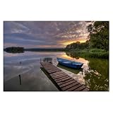 Foto, Poster, Wanddekoration, 93 x 62 cm, Steg auf See und 