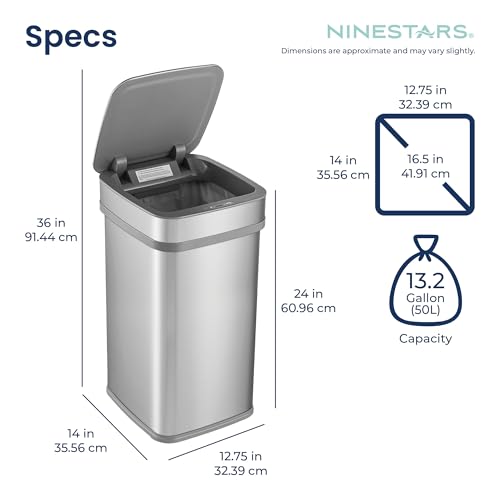 Caneca de basura inteligente Ninestars 13 gal plata miniatura 6