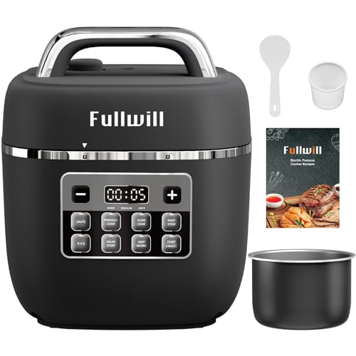 Image of Fullwill Electric Pressure Cooker Lite, Slow Cooker, Rice, Sauté, Warmer, Olla de Presion Nonstick Pot 3 Quarts