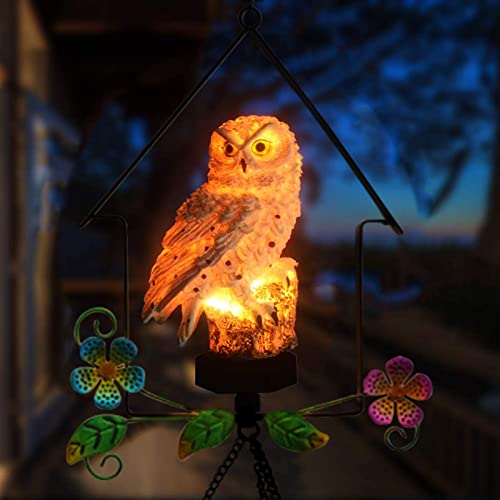 Bqoqb Solar Owl Wind Chime Outdoor Led Light Up Bird Wind Chime Garden Owl Sculpture Yard Art For Room Balcony Window Garden Yard Patio Lawn Decoration(White Owl) #TOP1