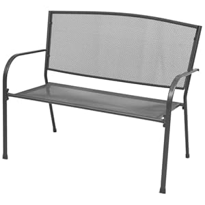 vidaXL Tuinbank met Armleuningen Staal en Mesh Loungebank Tuinmeubel Bank Tuin