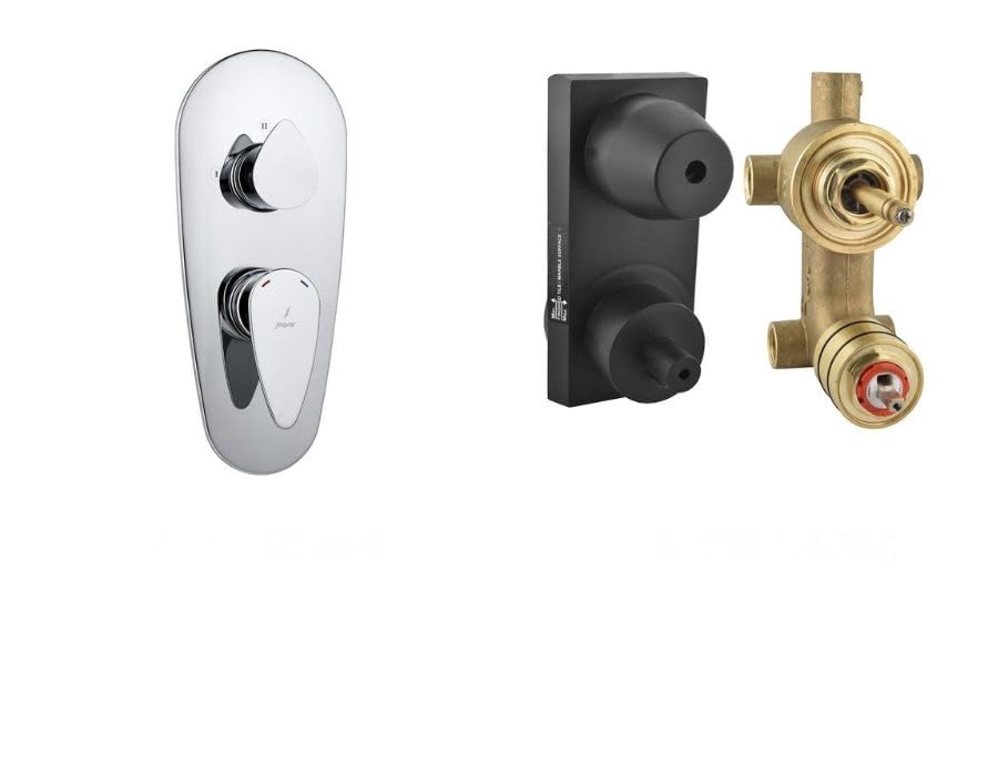 Image of Jaquar Aquamax Shower Mixer Set | Single Lever Exposed Part Kit + Concealed Body | 3-Way Diverter | Chrome Finish | Wall Mounted Bathroom Fitting Combo
