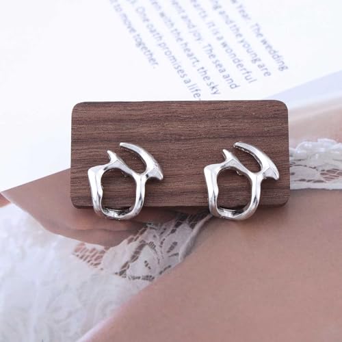 Inateannal Boucles d'oreilles irrégulières en forme de manchette géométrique boucles d'oreilles en métal liquide boucles d'oreilles créoles irrégulières sans piercing bijoux pour femmes et filles – vue 7
