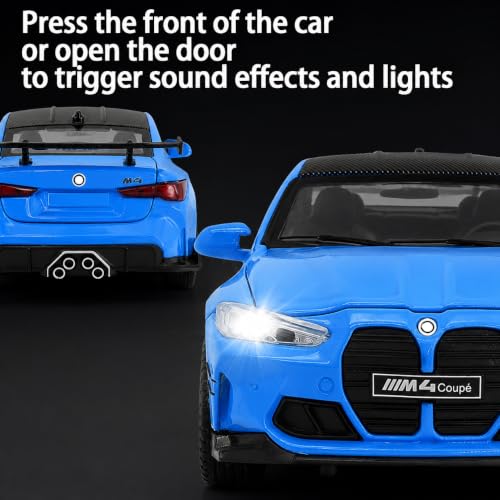 Image of Invite 1:32 Diecast Model Alloy M4 Metal Pull Back Car with Sound Light, Openable Doors, Toy Vehicles for Kids Gift, car for Kids-Blue