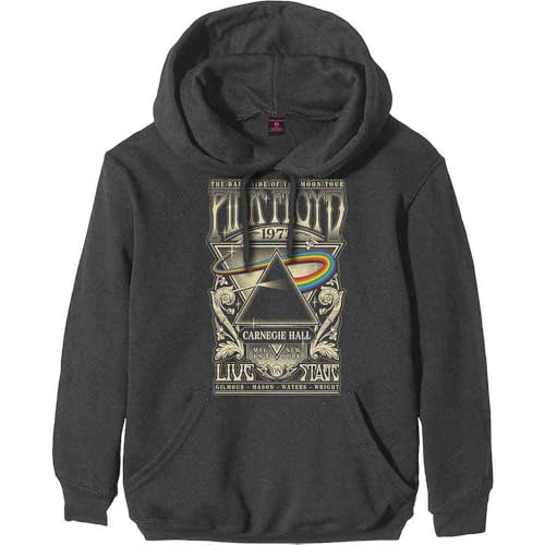Image of PINK FLOYD Unisex Adult Carnegie Hall Poster Hoodie (XS) (Charcoal Grey)