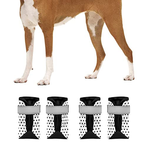 Ddfs Dog Boots With Reflective Straps, Dog Shoes For Running Outdoor Non Slip Shoes Paw Protector For Hardwood Floors Medium Dogs 4Pc/Set #TOP5