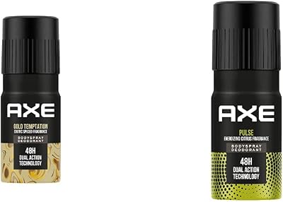 Gold Temptation Deodorant, 150ml and Pulse Long Lasting Deodorant Body Spray for Men, 150ml