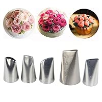 5-teiliges Rosen-Spritztüllen-Set Aus Edelstahl – Für Kuchen, Cupcakes & Fondant, Verschiedene Größen