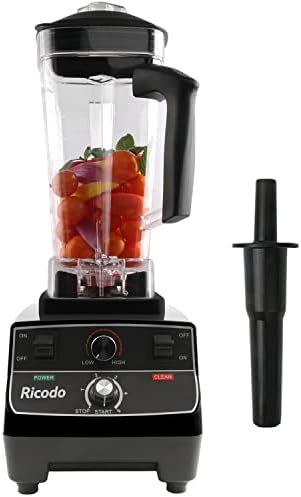 Ricodo Professional Blender for Kitchen, Countertop Blender 1800W with Timer Control and 2L Tritan Container, Blender for Shakes and Smoothies, Crushing Ice, Frozen Fruit (Black)