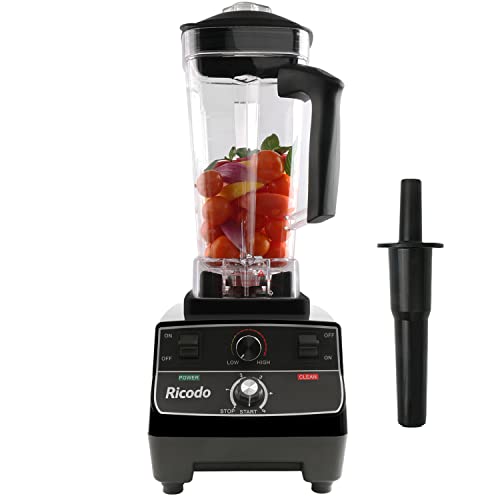 Ricodo Professional Blender For Kitchen, Countertop Blender 1800W With Timer Control And 2L Tritan Container, Blender For Shakes And Smoothies, Crushing Ice, Frozen Fruit (Black) #TOP20