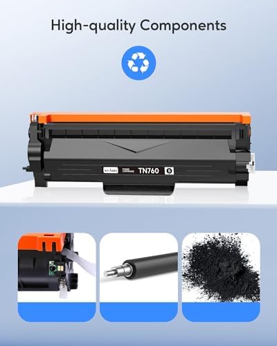 WEAREC Brother TN-760 TN 760용 TN760 토너 카트리지 교체품, 2팩 — 사진 3