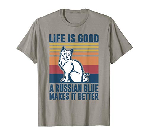 Regalos para el gato azul ruso Hombres Mujeres Gato Mamá Camiseta
