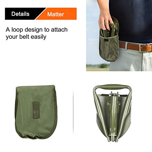 SUNHOO Collapsible Shovel Premium, Folding Spade Shovels for Digging, Portable Backpacking Car Emergency Kit, Military Style Entrenching Tool for Gardening | Lawn | Camping | Snow | Off Road - Thumbnail 5