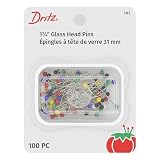 Dritz 182 Glass Head Pins, 1-1/4-Inch (100-Count)
