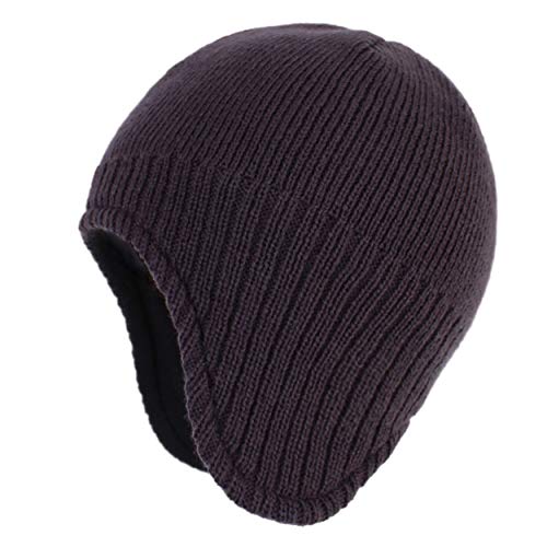 Magracy Unisex Herren Outdoor Winter Knit Earflap Mütze Warm Peruanische Beanie Mütze Gr. 58, dunkelgrau Cover
