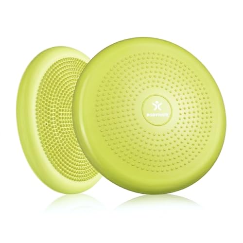 BODYMATE Ballsitzkissen inkl. Pumpe Sencha 34cm Durchmesser - Balance-Kissen, Luftkissen, Balance Pad, Noppenkissen - Core -, Fitness-, Reha-, Koordinations- und Rückentraining