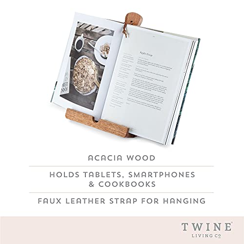 Twine 4692 Tablet Stand, Acacia Wood Tablet Holder, Cookbook Stand, Rustic Farmhouse Book Holder And Display thumb #1