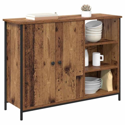 Vitrina madera aparador marrón de 100x33x75 cm para muebles de salón 4