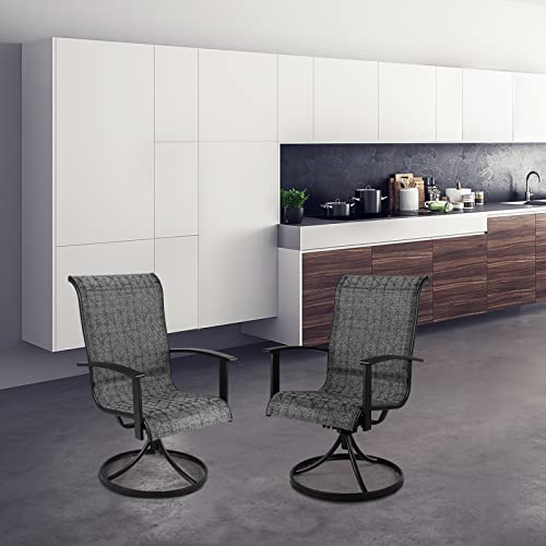 Grand Patio Outdoor Dining Swivel Rocker Chairs, Patio Sling Chair Set Of 2 With Steel Frame, Black & Grey Plaid #TOP5