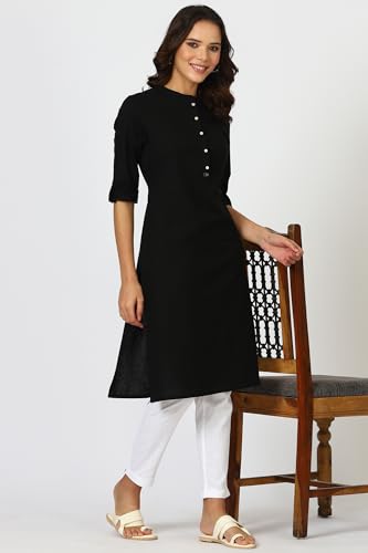 Image of W for Woman Lilac Mandarin Collar Cotton Blend Straight Kurta