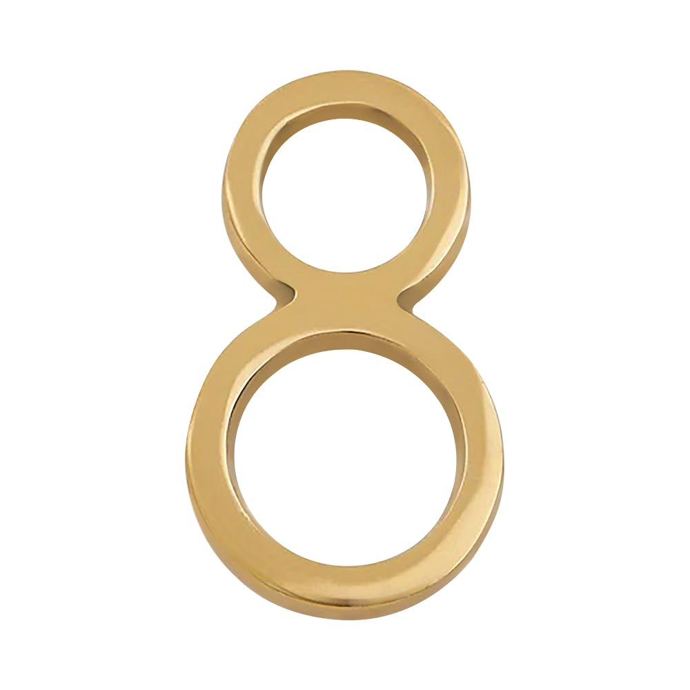 DecorTwist® Metal House Number for Outdoor Golden Home Hotel Door Numbers for Gate Outside Lodge Apartment College Library Rack Number 4" Inch Height [Number 8]