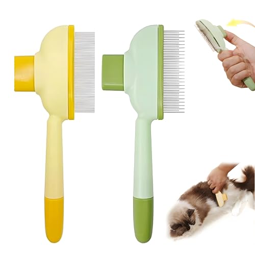 2 Pcs Flea Comb for Cats and Dogs Brush, Long & Short Stainless Steel Metal Teeth for Shedding and Tangles, Combs for Indoor Cats