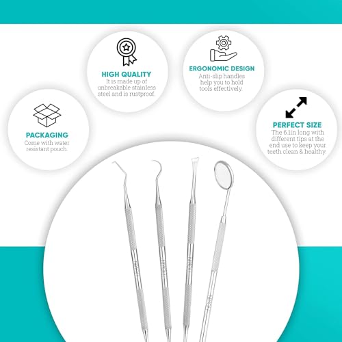 Hokin 4PCS Dental Tools Hokin Plaque Remover Teeth Cleaning Tool 4 Pcs Dental Care Kit Tooth Filling Repair Set Stainless Steel Dental Tools thumb #5