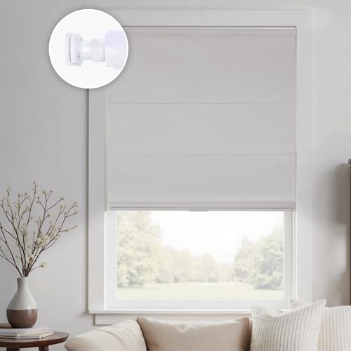 HOMEDEMO No Drill No Tools Cordless Roman Shades for Window,Room Darkening Easy Install Linen Fabric...