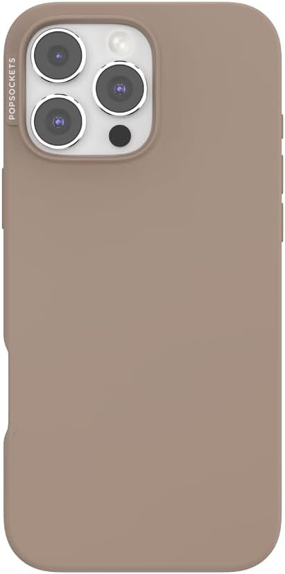 PopSockets iPhone 16 Pro Max Phone Case with MagSafe, Wireless Charging Compatible, Brown - Latte