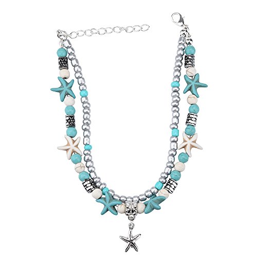 Malloom Pulsera Tobilleras de Yoga de Concha Acero Inoxidable inspiradora de Alambre expandible Pulseras con Encanto de Mensaje (E)