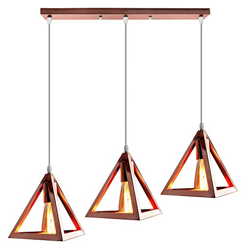 Industrielle Pendelleuchte LED 3 flammig retro Hängeleuchte Lampenschirme aus Metall Roségold für Esszimmer Loft Bar Café und Restaurant Industrielle Pendelleuchte LED 3 flammig retro Hängeleuchte Lampenschirme aus Metall Roségold für Esszimmer Loft Bar Café und Restaurant