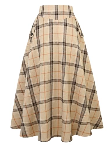 IDEALSANXUN Womens Plaid Skirts Fall Winter High Waisted A Line
