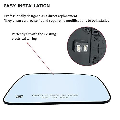 Passenger Right Side Heated Mirror Glass Replacement For 2009-2018 Dodge Ram 1500 2500 - Side View Heated Convex Mirror Glass With Rear Holder, Replace 68079363Aa, 68050299Aa #TOP4