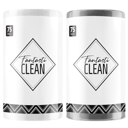 Fantasticlean Microfiber Cleaning Cloth Roll -150 Pack, Tear Away Microfiber Towels, 12" x 12", Reusable, Washable, Ultra Absorbent Dishcloth for All-