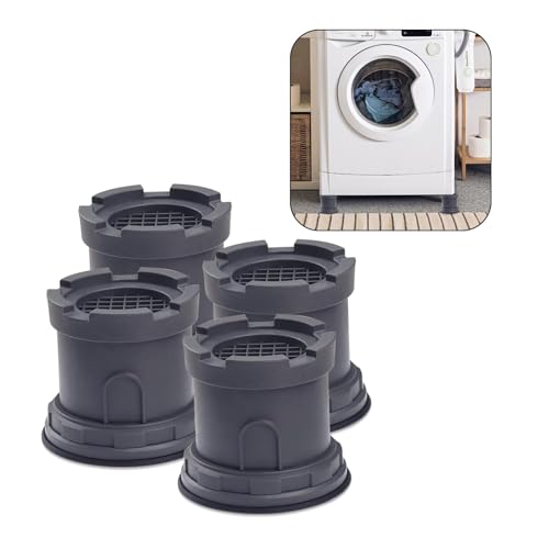 Anti Vibration Pads For Washing Machine Support, Set Of 4 Adjustable Rubber Dryer Shock Pads, Washer Noise Cancelling Foot Pad, Anti-Walk Protects Pedestals, Anti-Slip Feet Pad Stabilizer, Grey