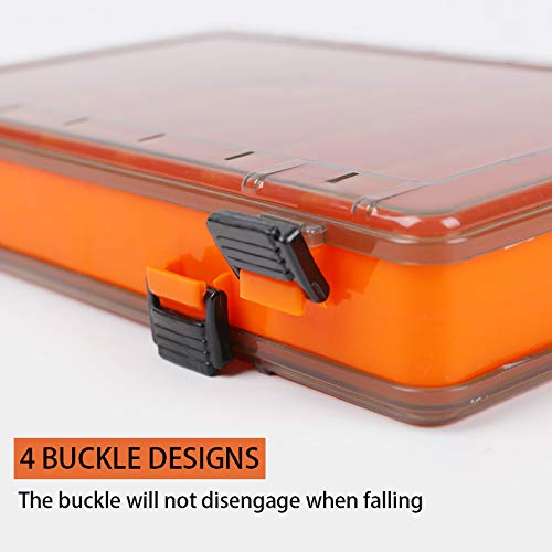 NAMIS 2pcs Angelbox, 10 Fach Köderbox, Transparent und Orange Angelkoffer mit Griff, Hardbaits Box Kunstköder Box Tackle Box für fliegenfischen fliegen kunstköder Blinker Angeln(20 x 17 x 4,5cm)