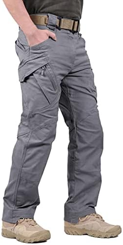 LABEYZON Men's Outdoor Work Military Tactical Pants Lightweight Rip-Stop Casual Cargo Pants Men (Grey, 34W x 32L)